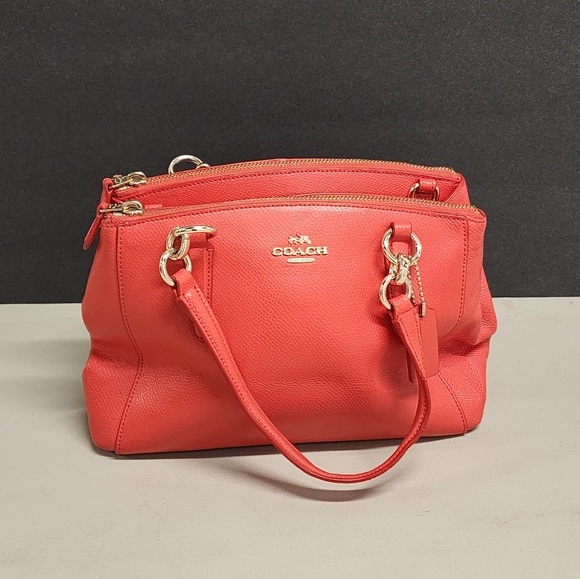 Coach F57523 Mini Christie Carryall Leather Handbag Purse Red Coral - Picture 2 of 16